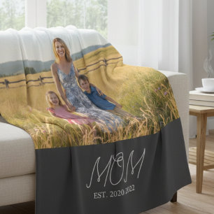 Mutter etablierte moderne schwarze Schrift Foto Fleecedecke