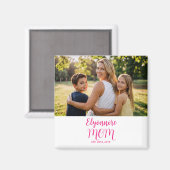 Mutter etablierte rosa Schriftname Foto Magnet (Vorderseite/Rückseite)