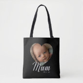 Mutter etablierte Schrift Herz Foto Schwarz Tasche (Vorderseite)