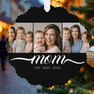 Mutter etablierte Schrift Schwarz 3 Foto-Collage Ornament Karte
