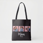 Mutter etablierte Schrift Schwarz 3 Foto Tasche (Vorderseite)