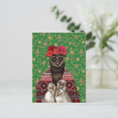 Mutter Eule drei Babyeuulchen Postkarte (Stehend Vorderseite)