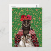 Mutter Eule drei Babyeuulchen Postkarte (Vorne/Hinten)