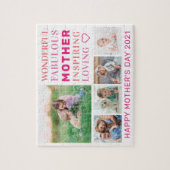 Mutter Familie Foto Collage Moderne Typografie Puzzle (Vertikal)