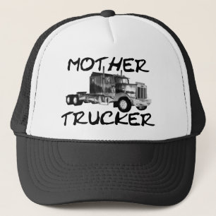 MUTTER-FERNLASTFAHRER - SCHWARZES U. WEISS TRUCKERKAPPE