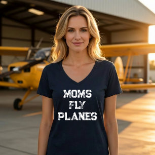 Mütter fliegen Flugzeuge Luftfahrt Minimalistisch  T-Shirt