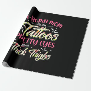 Mutter Florals F-Bomb-Mama mit Tattoos Geburtstag Geschenkpapier