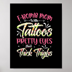 Mutter Florals F-Bomb-Mama mit Tattoos Geburtstag Poster