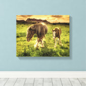 Mutter & Foal Pferd Leinwanddruck (Insitu (Holzboden))