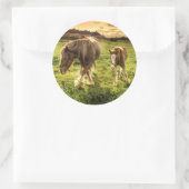 Mutter & Foal Pferd Runder Aufkleber (Tasche)