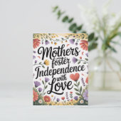 Mütter fördern Unabhängigkeit mit Liebe Postkarte (Stehend Vorderseite)