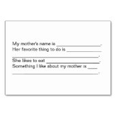 Mutter Foto auf Personalisierten Flashkarten der F Tischnummer (Rückseite)