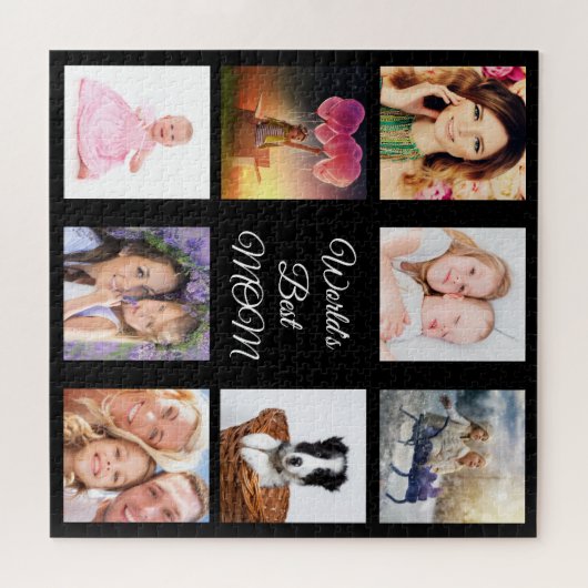 Mutter Foto Collage Beste Mutter Welt schwarz Puzzle (Horizontal)