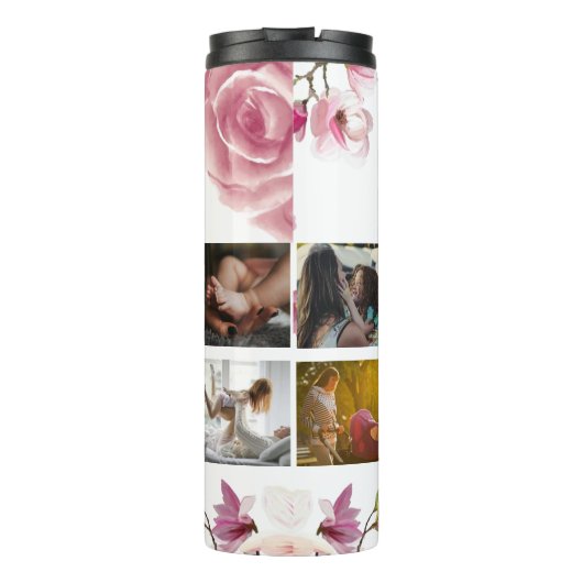 Mutter Foto Collage Keepake Beste Mama je Skript Thermosbecher (Rückseite)