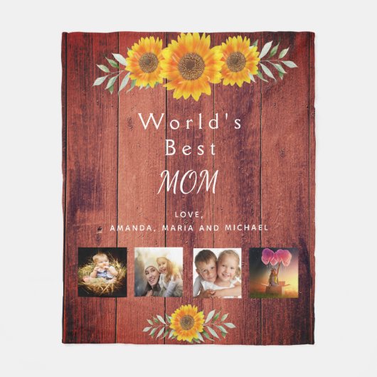 Mutter Foto der besten Mutter, rustikal braun Fleecedecke (Vorderseite)