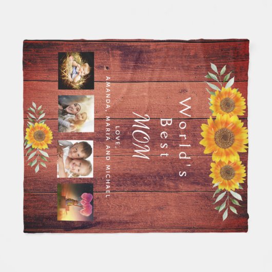 Mutter Foto der besten Mutter, rustikal braun Fleecedecke (Vorderseite (Horizontal))