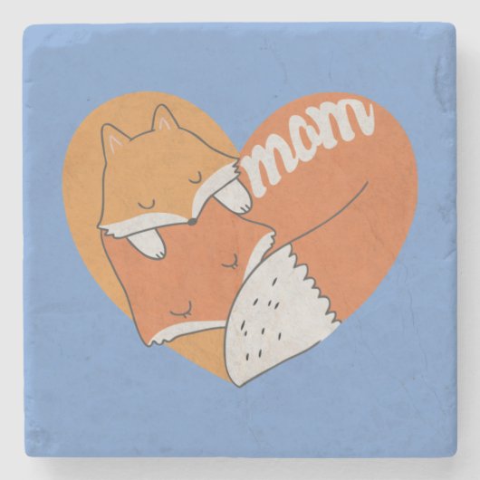 Mutter Fox und Baby Fox Liebe Steinuntersetzer (Vorderseite)