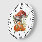 Mutter Fox und ihr Baby unter großen Pilzen Große Wanduhr (Winkel)