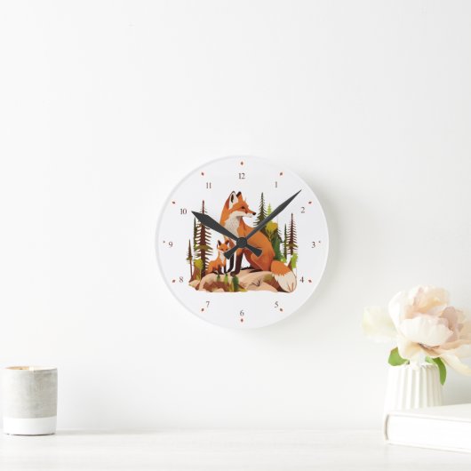 Mutter Fox und Kit Kinderzimmer Wall Clock Runde Wanduhr (Zuhause)