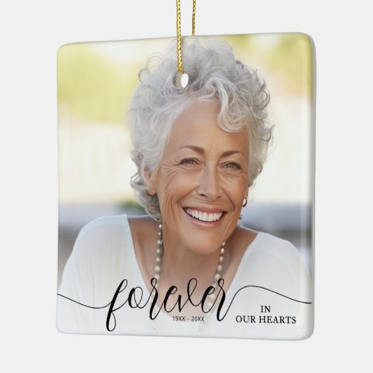 Mutter für immer in unserem Hearts Memorial Foto Keramikornament (Links)