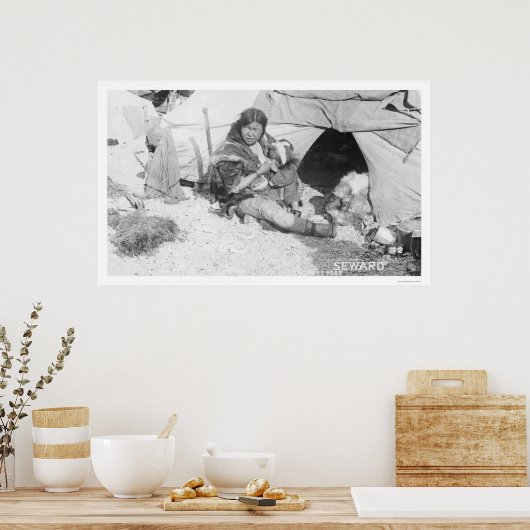 Mutter Fütternd Kind Alaska 1907 Poster (Küche)