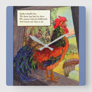 Mutter Gans aus den 1920er Jahren - Hahn Quadratische Wanduhr