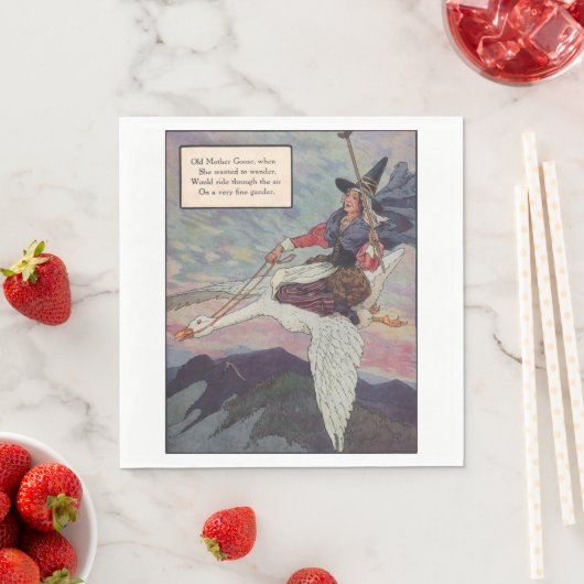 Mutter Gans aus den 1920er Jahren reitet auf ihrer Serviette (Beispiel)