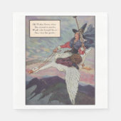 Mutter Gans aus den 1920er Jahren reitet auf ihrer Serviette (Vorderseite)