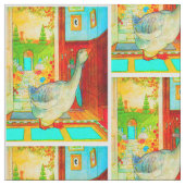 Mutter-Gans im Haus-Kinderzimmer-Reim Stoff (Nahaufnahme)