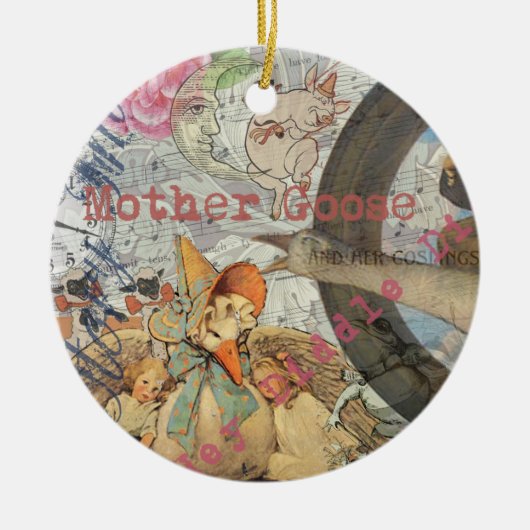 Mutter-Gans-Reim-Fabel Keramik Ornament (Vorne)