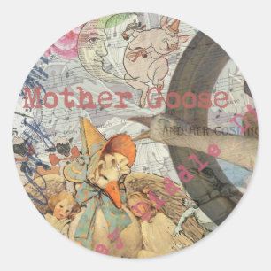 Mutter-Gans-Reim-Fairy-Tale Runder Aufkleber
