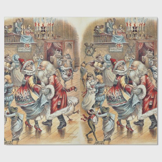 Mutter Gans-Tanzen mit Weihnachtsmann Geschenkpapier (Flach)