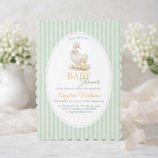Mutter Gans und Gänschen Babyshower-Einladung Einladung