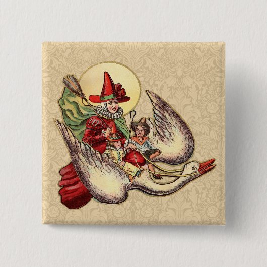 Mutter Gänse Kinderantike Illustration Button (Vorderseite)