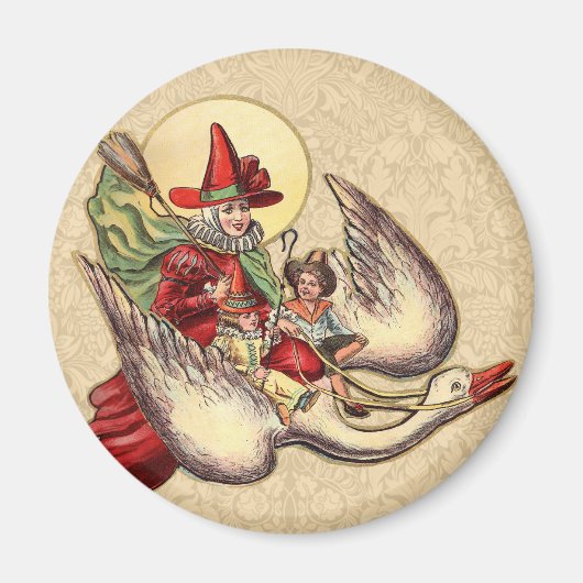 Mutter Gänse Kinderantike Illustration Magnet (Vorne)