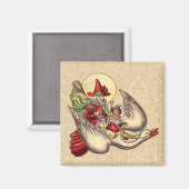 Mutter Gänse Kinderantike Illustration Magnet (Vorderseite/Rückseite)