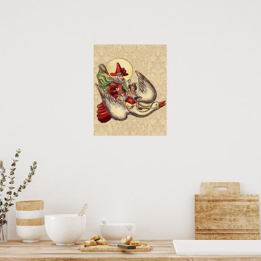 Mutter Gänse Kinderantike Illustration Poster (Küche)