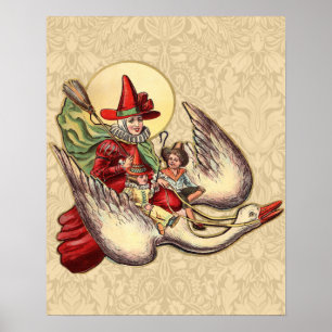 Mutter Gänse Kinderantike Illustration Poster