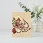 Mutter Gänse Kinderantike Illustration Postkarte (Stehend Vorderseite)