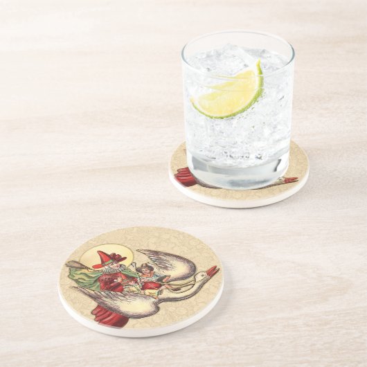 Mutter Gänse Kinderantike Illustration Sandstein Untersetzer (Seite)