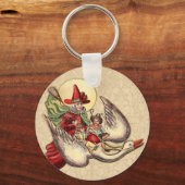 Mutter Gänse Kinderantike Illustration Schlüsselanhänger (Vorderseite)