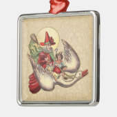 Mutter Gänse Kinderantike Illustration Silbernes Ornament (Links)