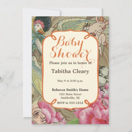 Mutter Gänse Kinderzimmer Rhyme Fairy Tale Einladung (Vorderseite)