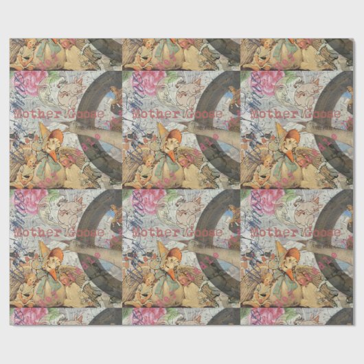 Mutter Gänse Kinderzimmer Rhyme Fairy Tale Geschenkpapier (Flach)