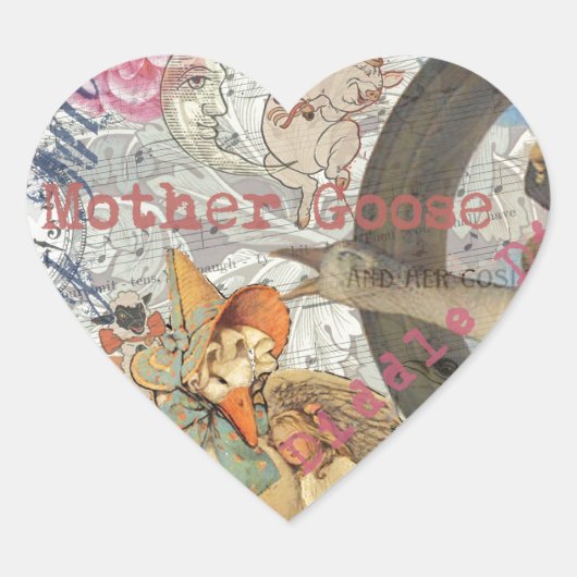 Mutter Gänse Kinderzimmer Rhyme Fairy Tale Herz-Aufkleber (Vorderseite)