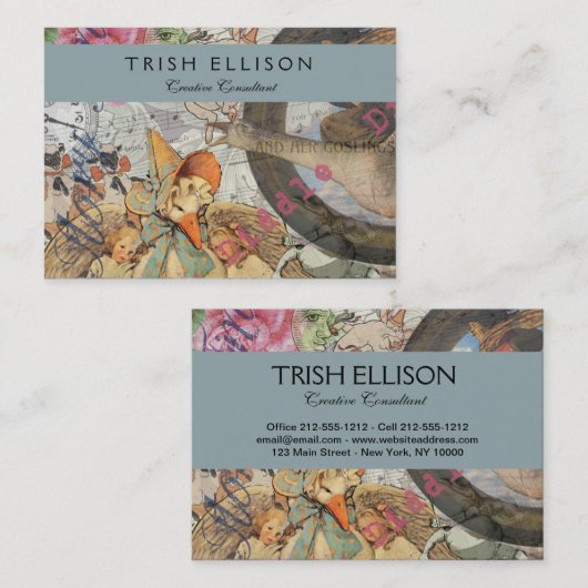 Mutter Gänse Kinderzimmer Rhyme Fairy Tale Visitenkarte (Vorne/Hinten)