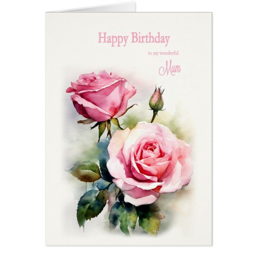 Mutter Geburtstagsfarbe Rose Aquarell (Vorne)
