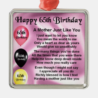 Mutter-Gedicht - 65. Geburtstag Ornament Aus Metall