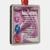 Mutter-Gedicht - 80. Geburtstag Ornament Aus Metall (Rechts)