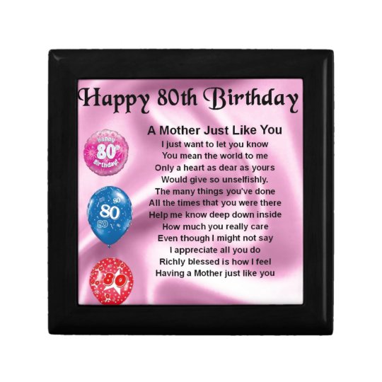 Gedicht Zum 80. Geburtstag Mutter Mutter-Gedicht - 80. Geburtstag Schmuckschachtel | Zazzle.de